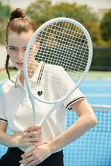 White Contrast Trim Embroidery Polo T-shirt