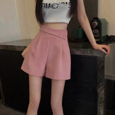 Asymmetric Waist High Rise Shorts