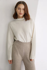 Mahmoud Ivory Premium 100% Wool Rolled Neck Sweater