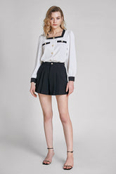 White Chiffon Contrast Trim Blouse