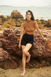 Sienna Mock Neck Textured Knitted Vest