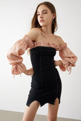 Zinnia Black Off-Shoulder Mini Dress