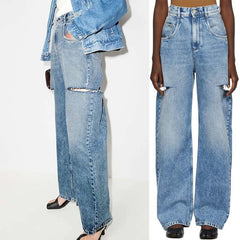 High Waist Hunter Ripped Baggy Mom Jeans