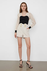 Nechama Beige Nautical Short Pants