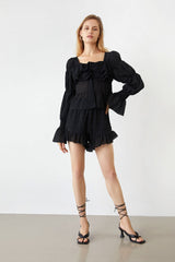 Kyra Black Crop Blouse