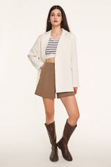 White Strap Detail Oversized Blazer