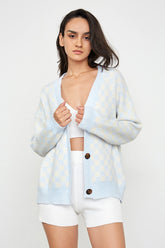 Jaycie Light Blue Plaid Cardigan