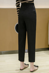 Black High Rise Asymmetrical Waist Trousers