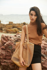 Sienna Mock Neck Textured Knitted Vest