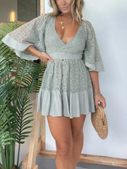 Lace Crochet Dress Built-in Shorts