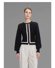 Contrast Trim Knitted Cardigan