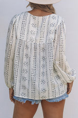 Effortless Effect Boho Embroidery Long Sleeve Top