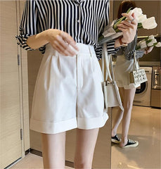A-Line Seam-Detail White Shorts