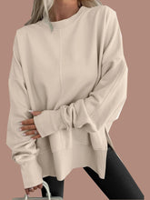 Oversized Thumbhole Long Sleeve Side Slit Sweatshirt