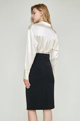 White Satin Drop Shoulder Shirt