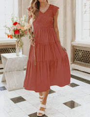 summer casual flowing short midi dress