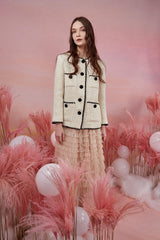 Beige Buttun-Up Patched Pockets Jacket