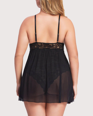 Plus Size Lace Teddy with Crisscross Front Straps