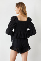 Kyra Black Crop Blouse