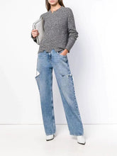 High Waist Hunter Ripped Baggy Mom Jeans