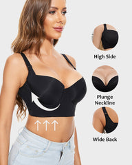 2-Pack Extra Firm High Compression Full Cup Push Up Bra - Tan+Black