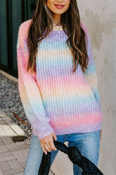 Stay Girly Rainbow Striped Knit Sweater - 3 Colors