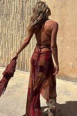 Vibrant Babe Bohemian Print Drawstring Maxi Dress - 3 Colors