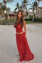 Reinette Bohemian Ruffled Brick Red Set