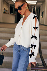 Cozy Forecast Bow Embellished Knit Cardigan