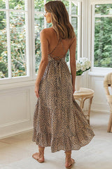 Always With You Leopard Print Backless Maxi Dress