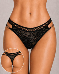 Multiple-Pack Lace Mesh Metal Buckle Decoration Thongs