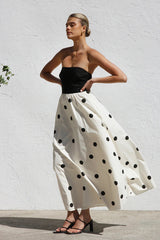 Darling Daylily Strapless Dot Maxi Dress