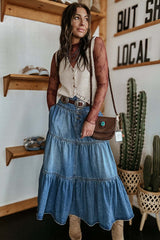 Real Babe Denim Maxi Skirt