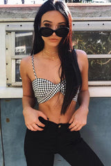 Tartan Spaghetti Tied Bra