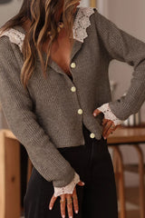 First Frost Lace Button Down Sweater Top