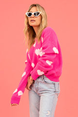 With Love Pink Long Sleeve Knit Sweater
