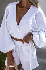 Divinely Sunny Wrap Long Sleeve Suit - 3 Colors