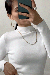 White Basic Ribbed Knit Mock Neck Sweater