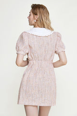 Pink Statement Collar Buttoned Mini Dress