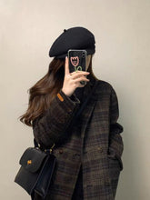 Wool-blend Gingham Loose Coat
