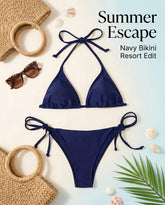 2 Pcs Solid Color Bikini Set Strapless Bareback Thong Swimsuit Simple Bandage Side Detail Ladies' Swimwear