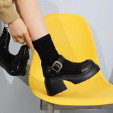 British Wind Show Thin Metal Buckle Ankle Boots