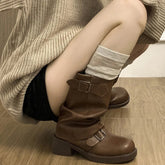 Round Toe Ladies Elegant Pipe Short Boot Shoes