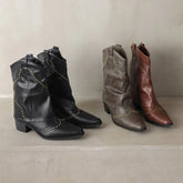 Wasteland Style Vintage Trouser legs Western Boot Black Knee High Boots