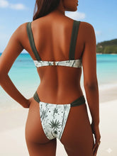 Fashion Print Gathered Drawstring Tie Bikini Separate Swimsuit Style Swimwear Thongswear