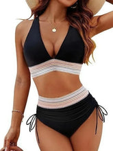 Deep V Bikini Set Two Piece Swimsuit with Adjustable Ties Slimming Cheeky Bottom for