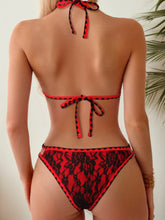Halter Bikini Set Printed Two Piece Swimwear Adjustable Neck Tie for Lace Swimsuit