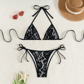 Lace-Up Micro Bikini Set Backless Tie-Side Triangle Top & Cheeky Bottom Slimming Swimwear Cloth