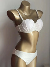Underwire Bikini Set Solid Shell Cutout Swimsuit Two Piece Bathing Suit for Small Chest