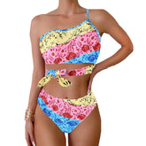 Bottom & Supportive Top One Shoulder Asymmetrical Two Piece Swimsuit Fashion Panties Set